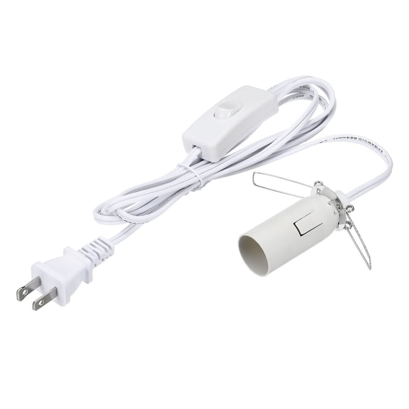 Uxcell E12 Lamp Socket Cord 5.9 Ft Wire with ON/OFF Switch US Plug, Hanging Light Socket Extension 60W AC100-250V Clip-On Pendant Light Cord for E12 Salt Lamp Bulbs DIY Indoor Lighting, White