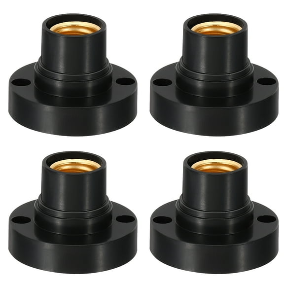 Uxcell E14 Bulb Socket, 4pcs Round Screw Base Lamp Holder Light Replacement Bases for Halogen CFL Light Bulb, Black