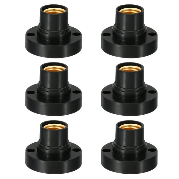 Uxcell E14 Bulb Socket, 6pcs Round Screw Base Lamp Holder Light Replacement Bases for Halogen CFL Light Bulb, Black
