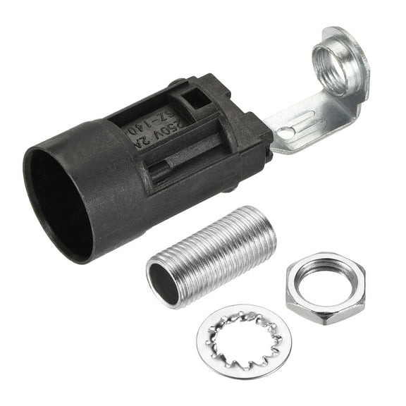 Uxcell E14 Bulb Socket Plastic Lamp Holder Black 23x65mm with M10 Threaded Lamp Pipe Nut for E14 Bulb, Pack of 3