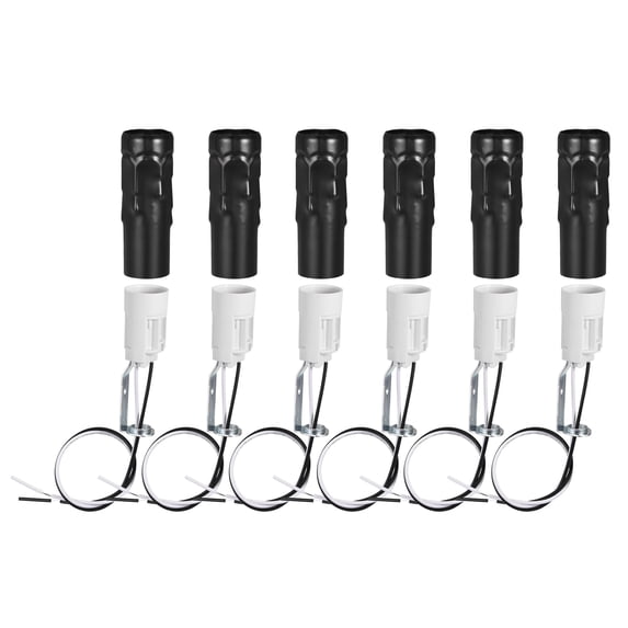 Uxcell E14 Bulb Socket with Wire and 3 Inch Tall Black Candle Covers Kit 6 Sets