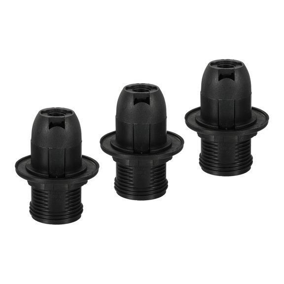 Uxcell E14 Screw Thread 28mm Light Socket DIY Retro LED Bulb Lamp Holder Black 3 Pack