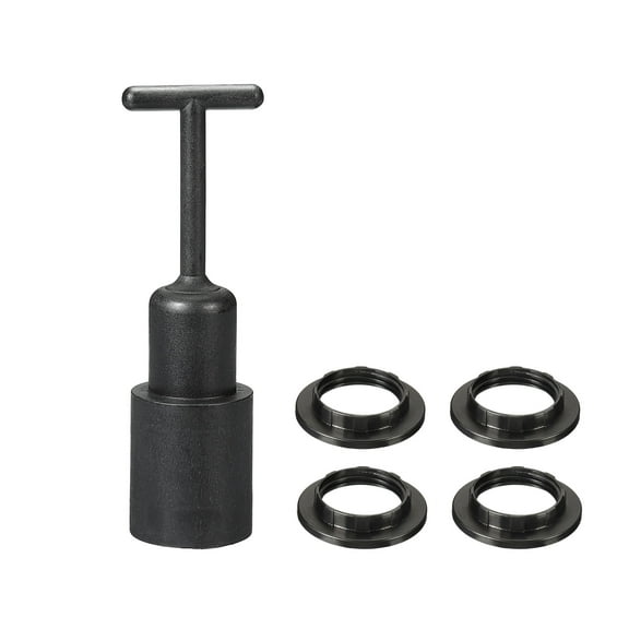 Uxcell E14 Socket Ring Removal Tool T Type with Lamp Shade Socket Rings Black 5 Pack