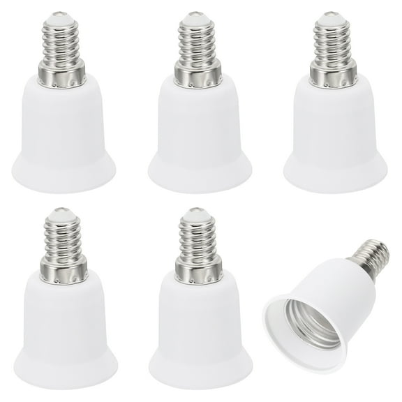 Uxcell E14 to E26/E27 Light Socket Adapter, 6pcs Lamp Holder Convert Screw Base Converter for Halogen CFL Light Bulb, White