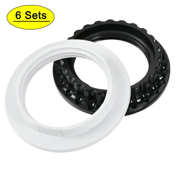 Uxcell E26/E27 Light Socket Rings Lamp Shade Holder Adapter Ring 6Pcs Black 6Pcs White