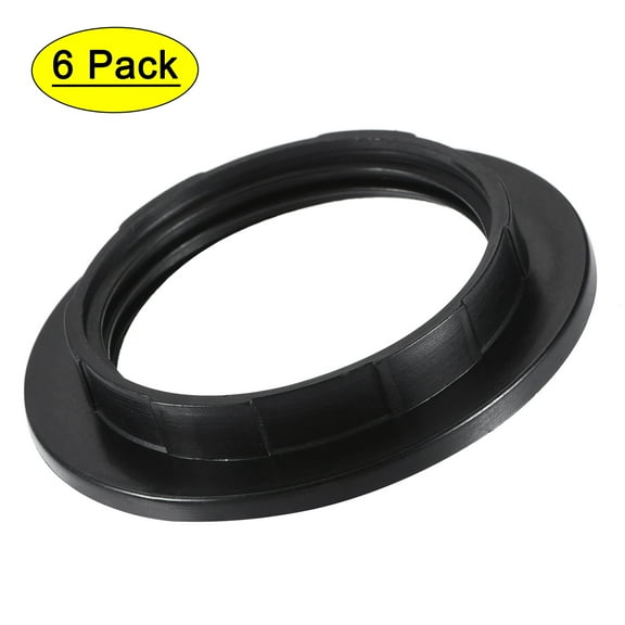 Uxcell E26/E27 Light Socket Rings Lamp Shade Holder Adapter Ring Black 6 Pack