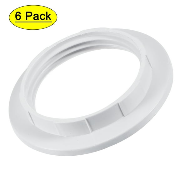 Uxcell E26/E27 Light Socket Rings Lamp Shade Holder Adapter Ring Replacement for Light Fixtures White 6 Pack