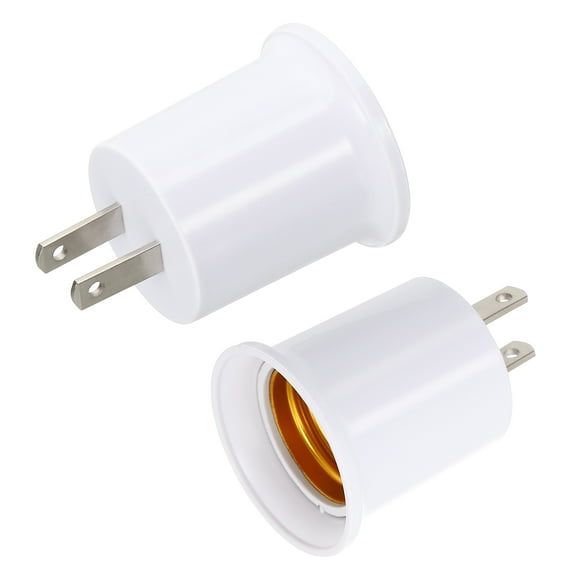Uxcell E26/E27 Outlet to Lamp Socket Adapter, 2pcs Convert Polarized 2 Prong Outlet to Screw Base Light Bulb Socket