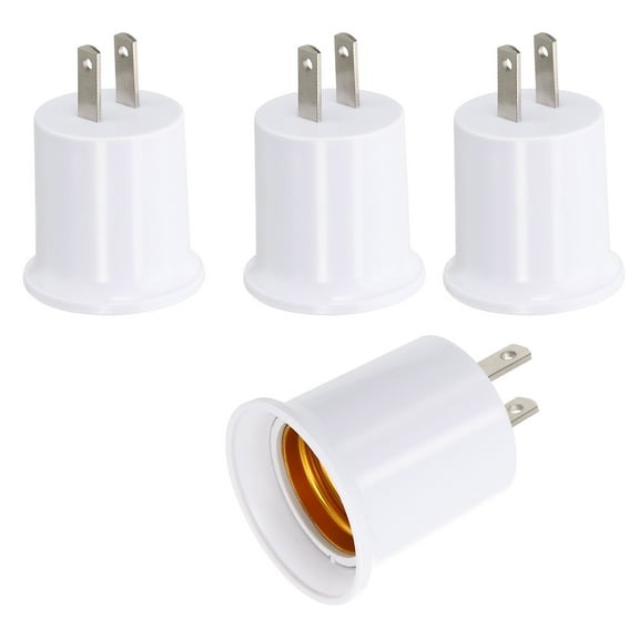 Uxcell E26/E27 Outlet to Lamp Socket Adapter, 4pcs Convert Polarized 2 Prong Outlet to Screw Base Light Bulb Socket