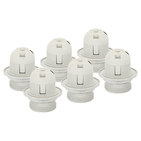 Uxcell E26/E27 Screw Thread 24mm Light Socket Retro LED Bulb Lamp Holder White 6 Pack