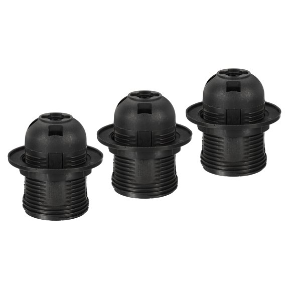 Uxcell Threaded Light Socket Base 250V E26/E27 58x39mm Screw Thread 41mm Bulb Lamp Holder for LED Retro Pendant Lights Black Pack of 3