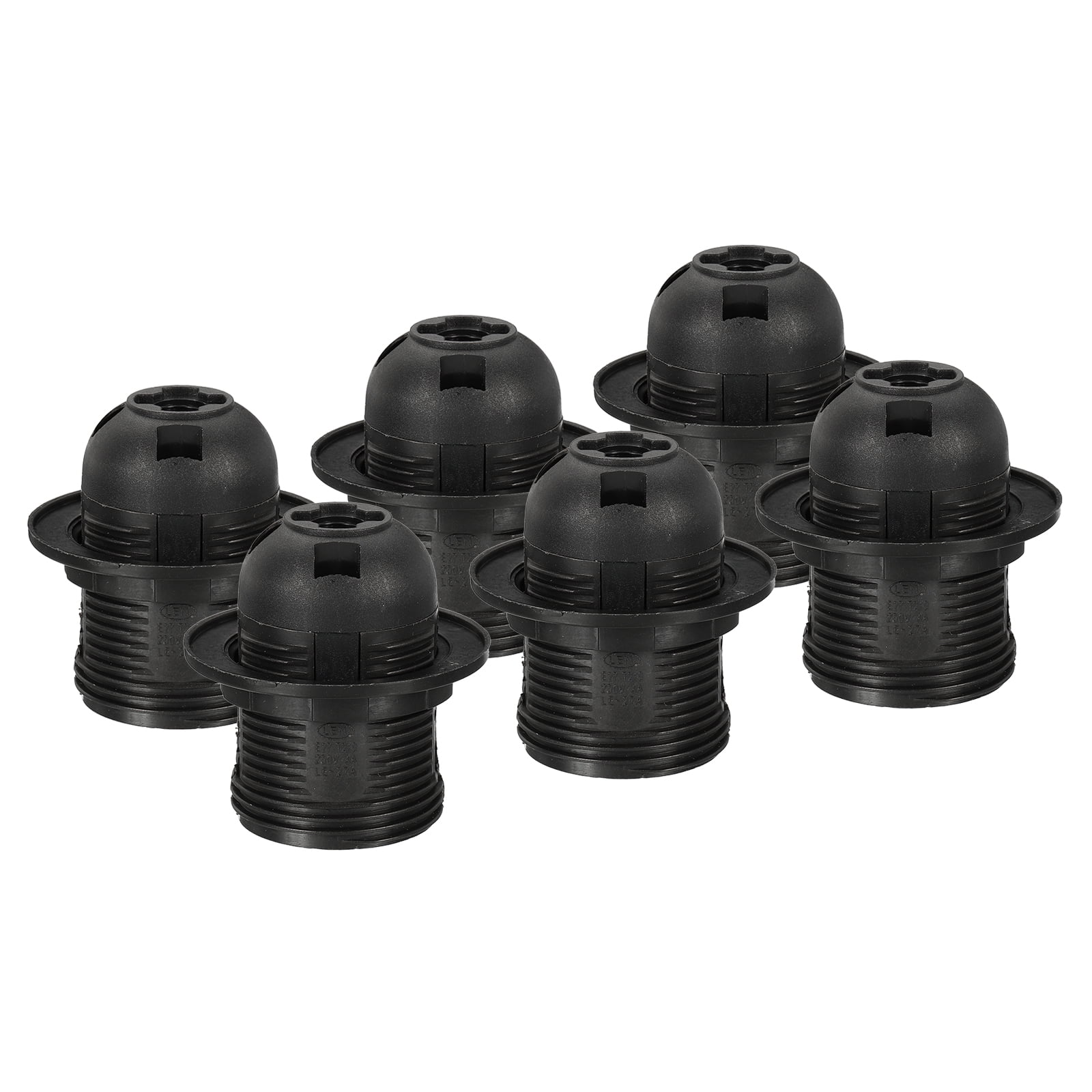 Uxcell Threaded Light Socket Base 250V E26/E27 58x39mm Screw Thread 41mm Light Socket Retro Led Bulb Lamp Holder Black 6 Pack