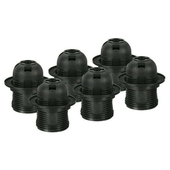Uxcell Threaded Light Socket Base 250V E26/E27 58x39mm Screw Thread 41mm Bulb Lamp Holder for LED Retro Pendant Lights Black Pack of 6