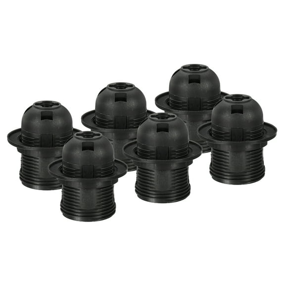 Uxcell Threaded Light Socket Base 250V E26/E27 58x39mm Screw Thread 41mm Bulb Lamp Holder for LED Retro Pendant Lights Black Pack of 6