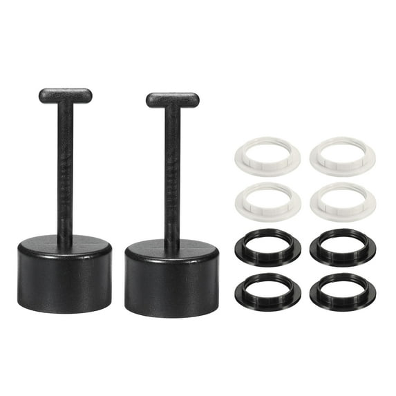 Uxcell E26/E27 Socket Ring Removal Tool T Type with Lamp Shade Socket Rings Black 2 Set