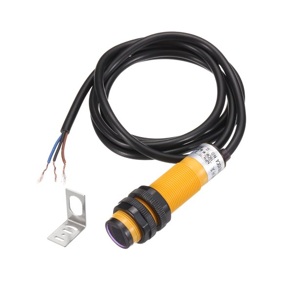 Uxcell E3F-DS10C4 Photoelectric Sensor, 300mA DC6-36 V M18 Diffuse Reflection Photoelectric Switch Sensor 3 Lines Detection Distance 10CM NPN NO with Mounting Bracket