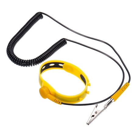 Uxcell ESD Anti Static Wrist Strap 5.91ft Adjustable Antistatic Bracelet Set Wired Electronics Repair Yellow Black