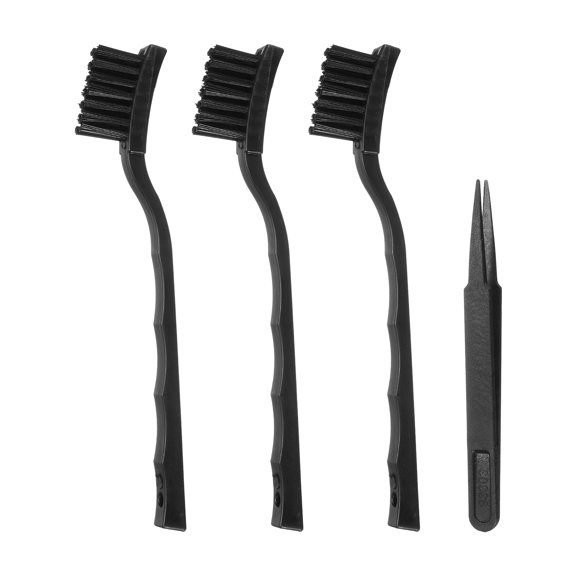 Uxcell ESD Brush, 3Pcs Electronic Cleaning Brush Set with Tweezers Anti Static Cleaning Tools Plastic Angled Handle Nylon for PCB Computer Keyboard Camera 3D Printers, 16x39mm Bristles