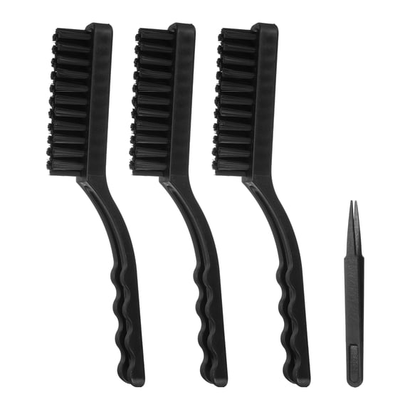 Uxcell ESD Brush, 3Pcs Electronic Cleaning Brush Set with Tweezers Anti Static Cleaning Tools Plastic Angled Handle Nylon for PCB Computer Keyboard Camera 3D Printers, 20x98mm Bristles