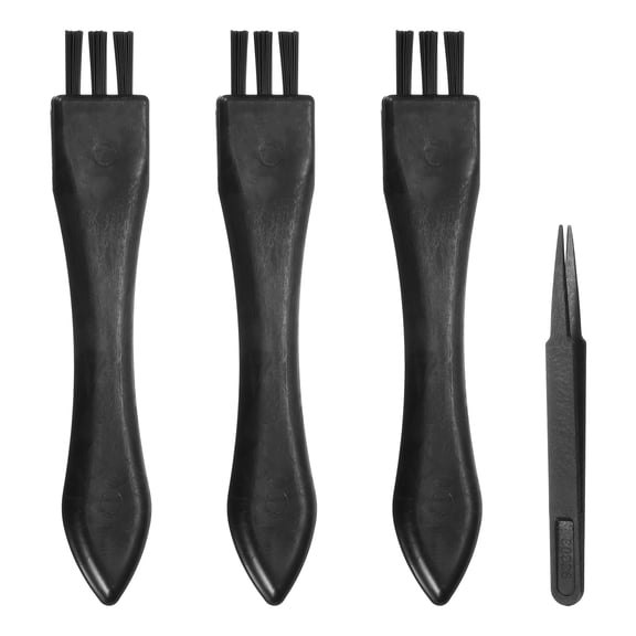 Uxcell ESD Brush, 3Pcs Electronic Cleaning Brush Set with Tweezers Anti Static Cleaning Tools Plastic Flat Nylon for PCB Computer Keyboard Camera 3D Printers, 15x26mm Bristles