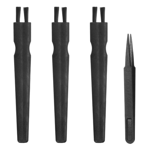 Uxcell ESD Brush, 3Pcs Electronic Cleaning Brush Set with Tweezers Anti Static Cleaning Tools Plastic Flat Nylon for PCB Computer Keyboard Camera 3D Printers, 15x18mm Bristles