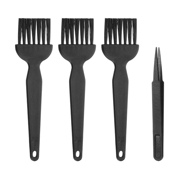 Uxcell ESD Brush, 3Pcs Electronic Cleaning Brush Set with Tweezers Anti Static Cleaning Tools Plastic Flat Nylon for PCB Computer Keyboard Camera 3D Printers, 25x39mm Bristles