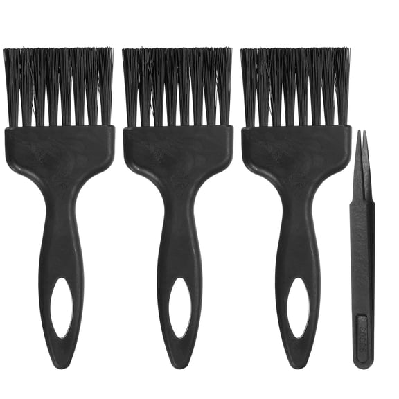 Uxcell ESD Brush, 3Pcs Electronic Cleaning Brush Set with Tweezers Anti Static Cleaning Tools Plastic Flat Nylon for PCB Computer Keyboard Camera 3D Printers, 40x58mm Bristles