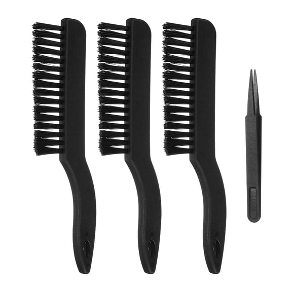 Uxcell ESD Brush, 3Pcs Electronic Cleaning Brush Set with Tweezers Anti Static Cleaning Tools Plastic Large Nylon for PCB Computer Keyboard Camera 3D Printers, 33x138mm Bristles