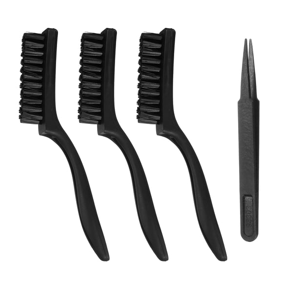 Uxcell ESD Brush, 3Pcs Electronic Cleaning Brush Set with Tweezers Anti Static Cleaning Tools Plastic Pointed Tip Nylon for PCB Computer Keyboard Camera 3D Printers, 20x97mm Bristles