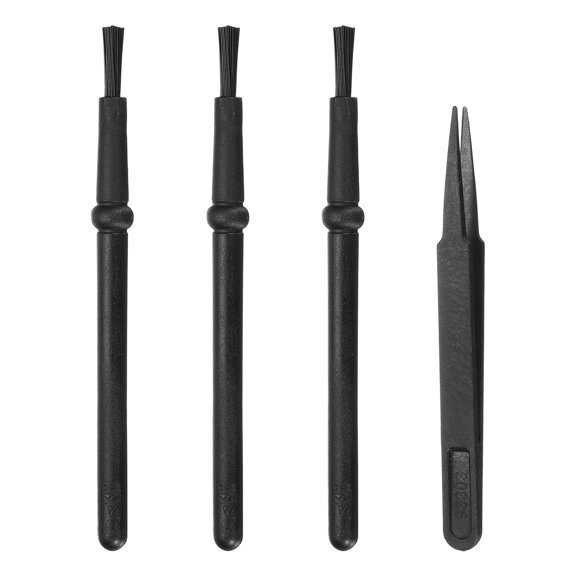 Uxcell ESD Brush, 3Pcs Electronic Cleaning Brush Set with Tweezers Anti Static Cleaning Tools Plastic Round Head Nylon for PCB Computer Keyboard Camera 3D Printers, 18x11mm Bristles