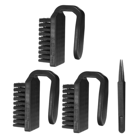 Uxcell ESD Brush, 3Pcs Electronic Cleaning Brush Set with Tweezers Anti Static Cleaning Tools Plastic U-Shaped Nylon for PCB Computer Keyboard Camera 3D Printers, 21x40mm Bristles