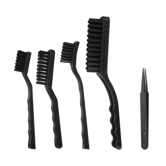 Uxcell ESD Brush, 4Pcs Electronic Cleaning Brush Set with Tweezers Anti Static Cleaning Tools Plastic Angled Handle Kit Nylon for PCB Computer Keyboard Camera 3D Printers