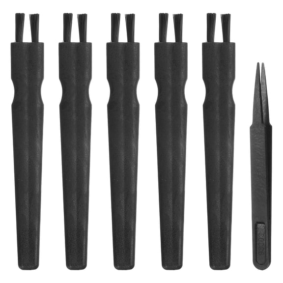 Uxcell ESD Brush, 5Pcs Electronic Cleaning Brush Set with Tweezers Anti Static Cleaning Tools Plastic Flat Nylon for PCB Computer Keyboard Camera 3D Printers, 15x18mm Bristles