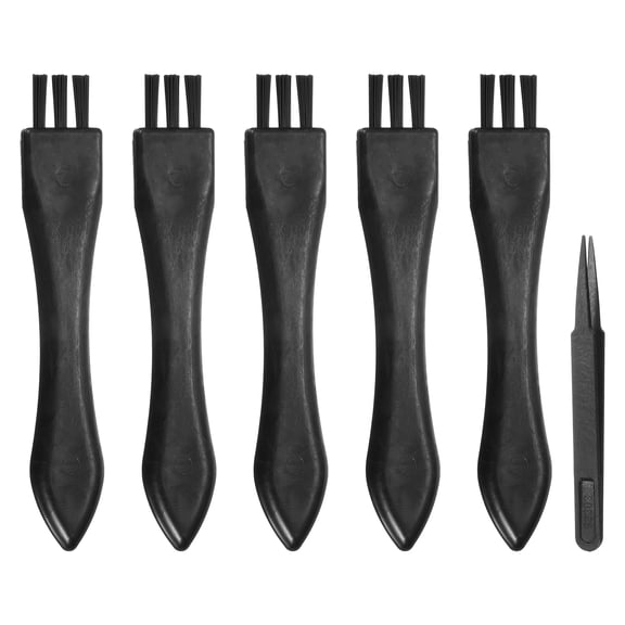 Uxcell ESD Brush, 5Pcs Electronic Cleaning Brush Set with Tweezers Anti Static Cleaning Tools Plastic Flat Nylon for PCB Computer Keyboard Camera 3D Printers, 15x26mm Bristles