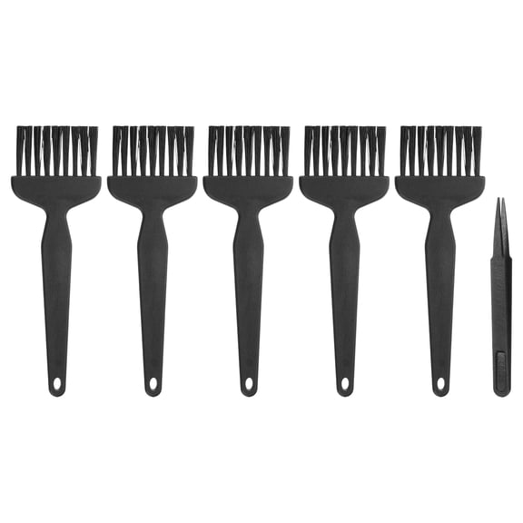 Uxcell ESD Brush, 5Pcs Electronic Cleaning Brush Set with Tweezers Anti Static Cleaning Tools Plastic Flat Nylon for PCB Computer Keyboard Camera 3D Printers, 25x47mm Bristles