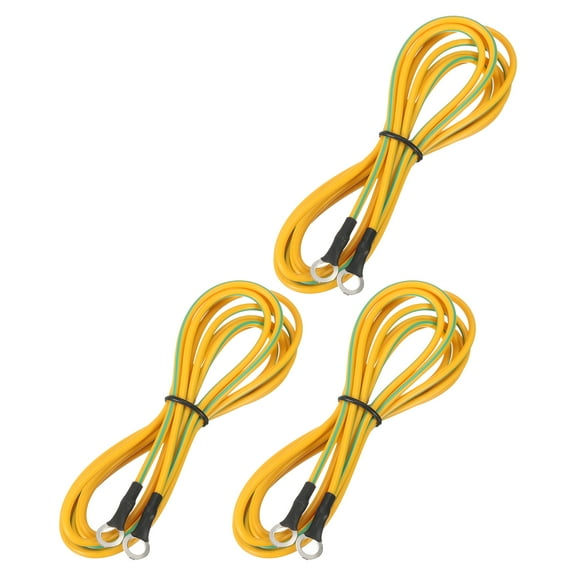 Uxcell ESD Grounding Cable Cord 250cm/98.43 Inch Long,for Eliminate Conductor Electrostatic,Pack of 3(Yellow,Green)