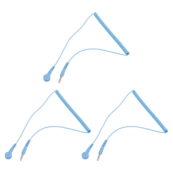 Uxcell ESD Grounding Cable Cord 250cm/98",Lantern Tip + Buckle for Eliminate Electrostatic 3 Pcs(Blue)