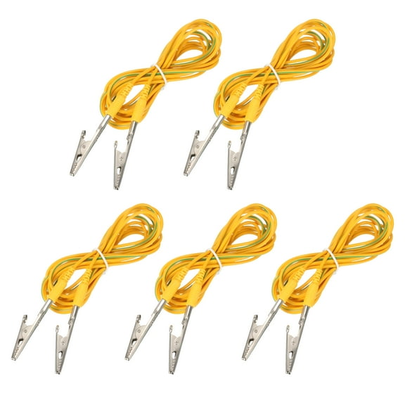 Uxcell ESD Grounding Cable Cord with Alligator Clip 300cm/118.11"for Eliminate Conductor Electrostatic,5pcs Yellow,Green