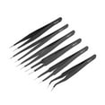 thumbnail image 1 of Uxcell ESD Precision Anti-Static Set Round Curved Pointed Tweezers Stainless Steel Black 6Pcs, 1 of 3