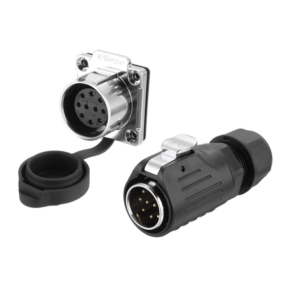 Uxcell EW-LP24 10Pin Industrial Waterproof Circular Connector Flange Metal Type, 400V 10A