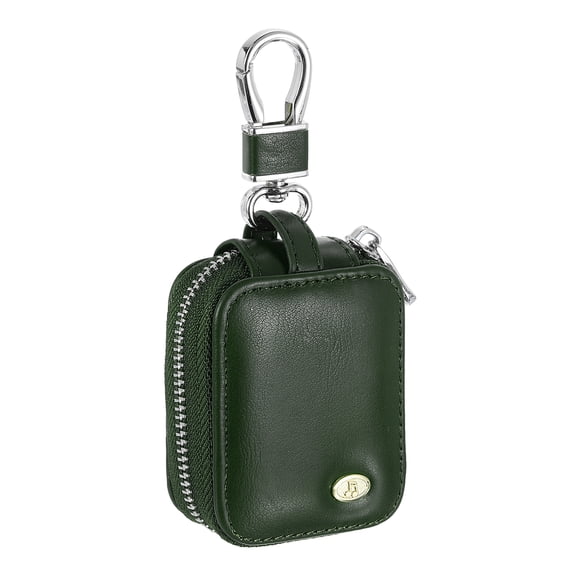 Uxcell Earbuds Cases Earphone Case Holder PU Leather EarBuds Case Zipper Pouch Organizer Small with Mesh Pocket, Green