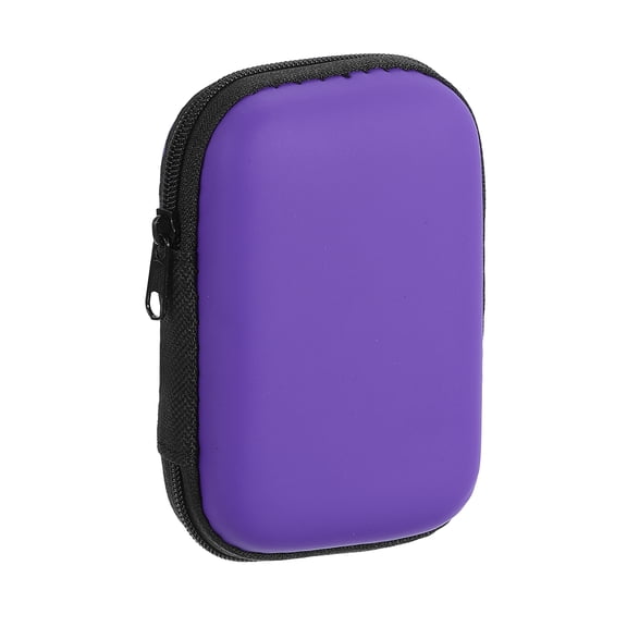 Uxcell Earbuds Cases, Wired Earphone Case Holder, EVA EarBuds Case Zipper Pouch Organizer Small with Mesh Pocket, Purple