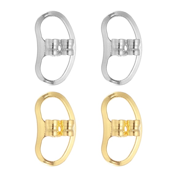 Uxcell Earring Backs Replacements, Large Metal Earring Support Lifter Backing with Butterfly Locking for Heavy Studs Droopy Ears Earlobe (Silver/Gold, Pack of 4)
