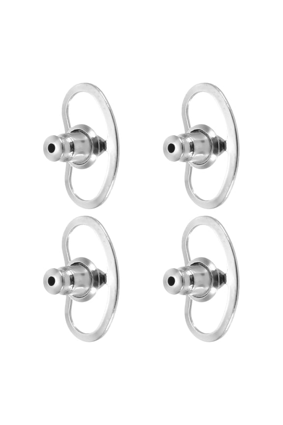 Earring Backs Replacements, Large Metal Earring Support Lifter Backing with Locking for Heavy Studs Droopy Ears Earlobe (Silver Tone, Pack of 4)