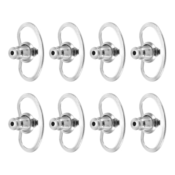 Uxcell Earring Backs Replacements, Large Metal Earring Support Lifter Backing with Locking for Heavy Studs Droopy Ears Earlobe (Silver Tone, Pack of 8)
