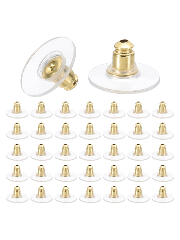 Earring Backs for Studs, Copper Plastic Stopper, Gold Tone 100 Pcs