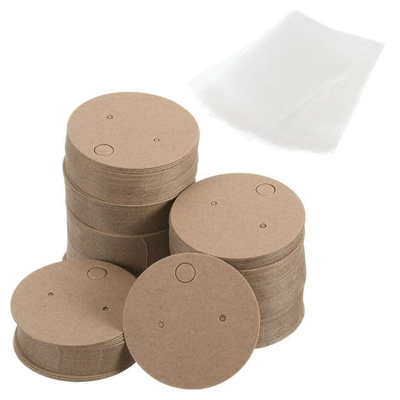 Uxcell Earring Display Cards Paper Earring Holder Blank Tags Round Cardboard, Yellow 600 Pack