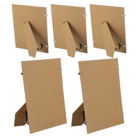 Uxcell Easel Back, Picture Frame Back Stand with Metal Hinges & Strap for 11.7" Photo Board 5 Pcs & Natural Wood