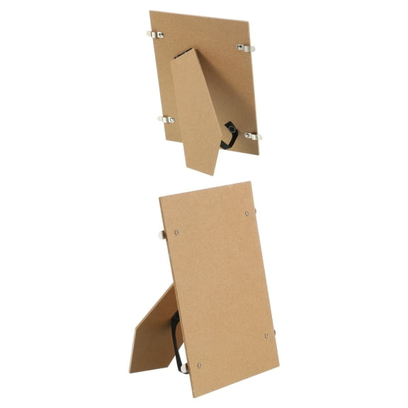 Uxcell Easel Back, Picture Frame Back Stand with Metal Hinges & Strap for 7" Photo Board 2 Pcs & Natural Wood
