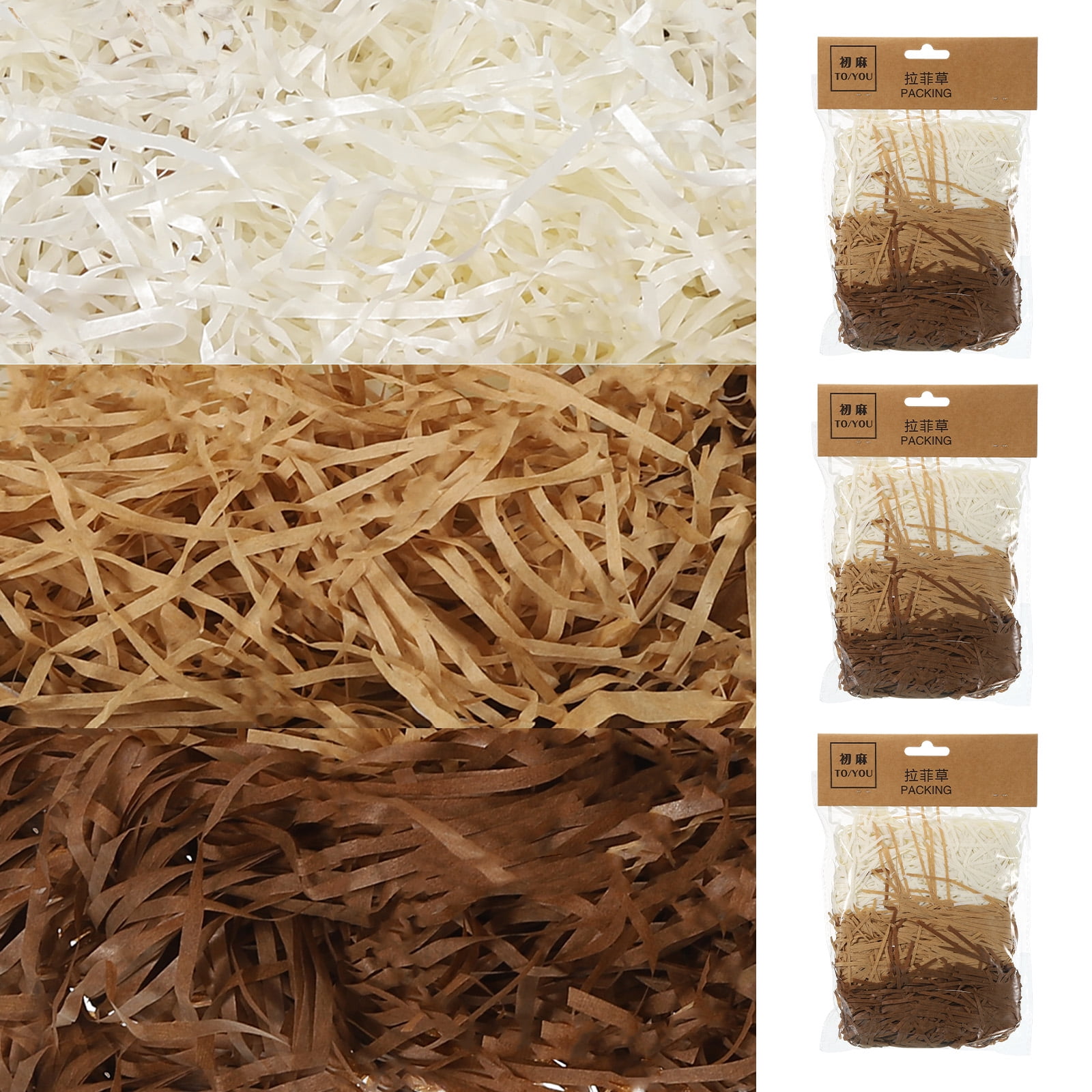 Uxcell Easter Grass Basket Filler Grass 3 Color (Cream,Khaki,Brown